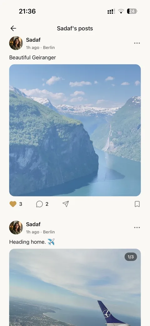 Ansicht der DelbarMe-App · Posts: teile deinen Alltag auf DelbarMe